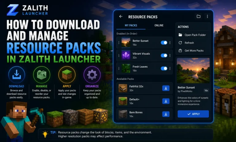How to Download and Manage Resource Packs in Zalith Launcher